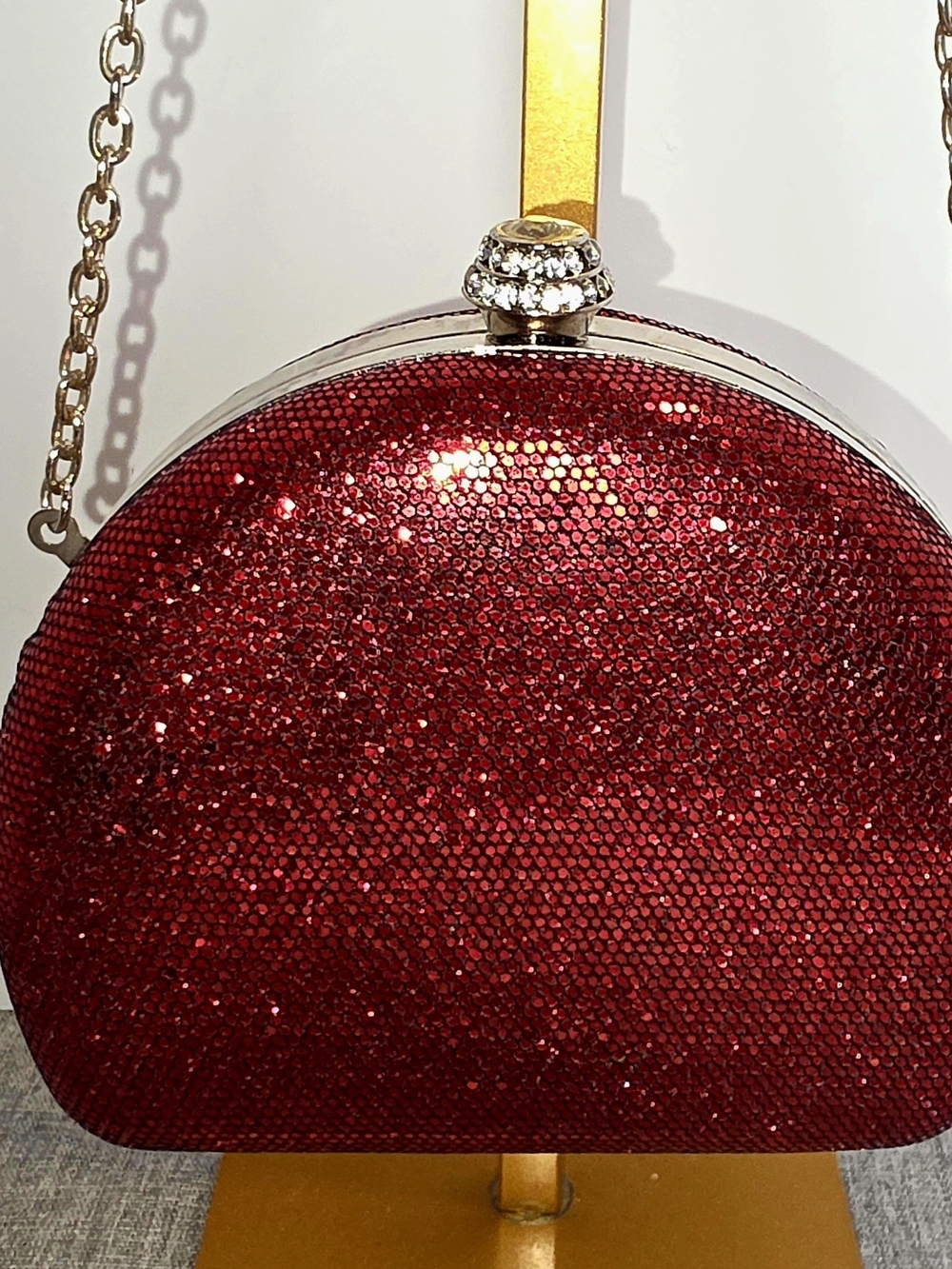 Sparkling Ruby Red Sequin Round Evening Clutch